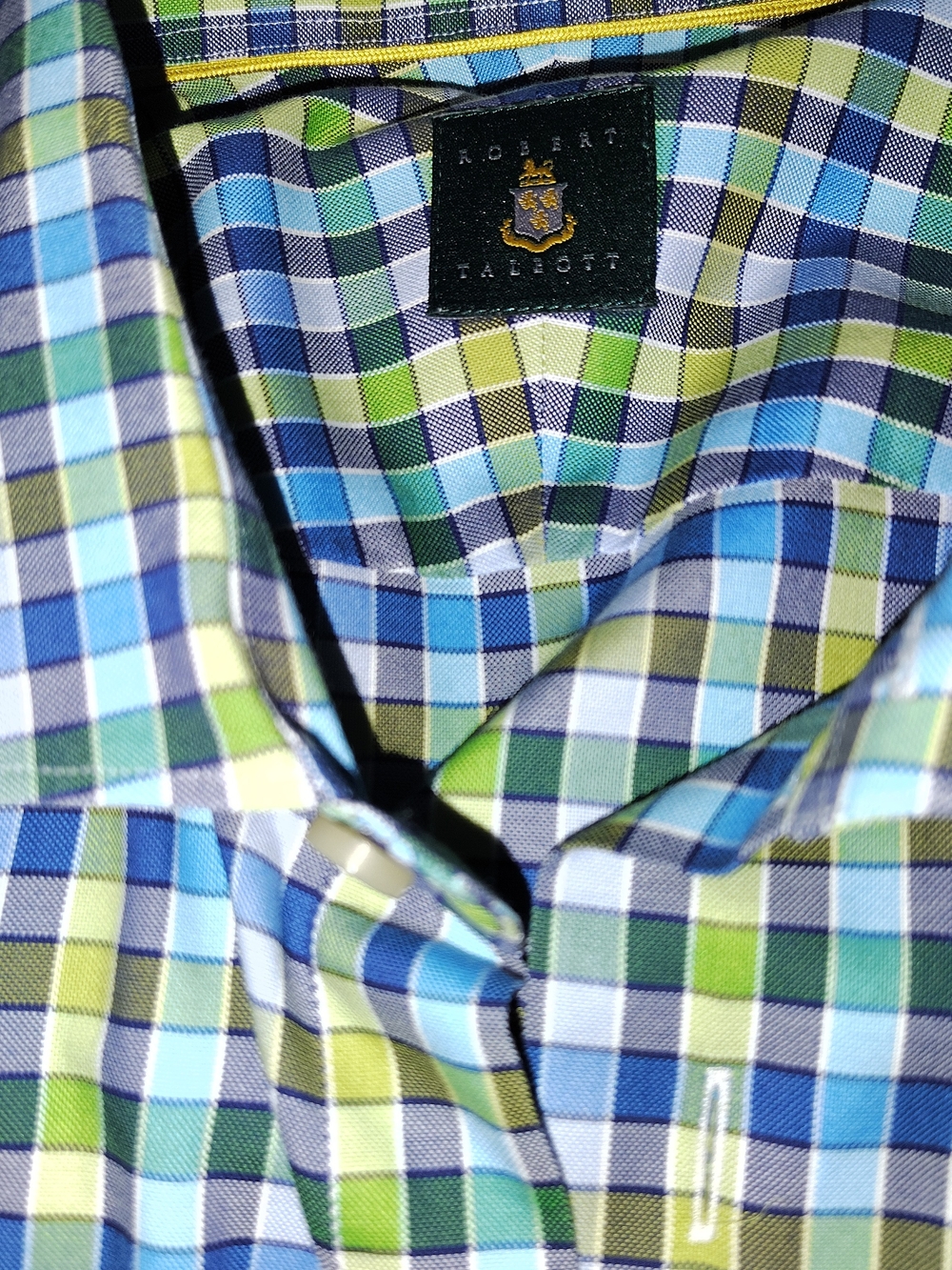 Robert Talbott Blue & Green Check Cotton Button-Down Shirt